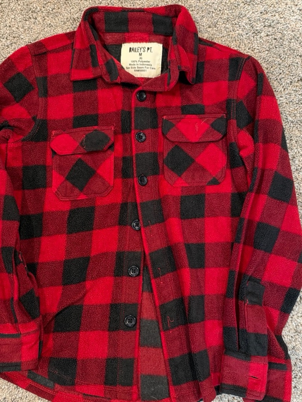 Kids Red & Black Buffalo Plaid Button-Down Shirt Jacket - Bailey's Pt.